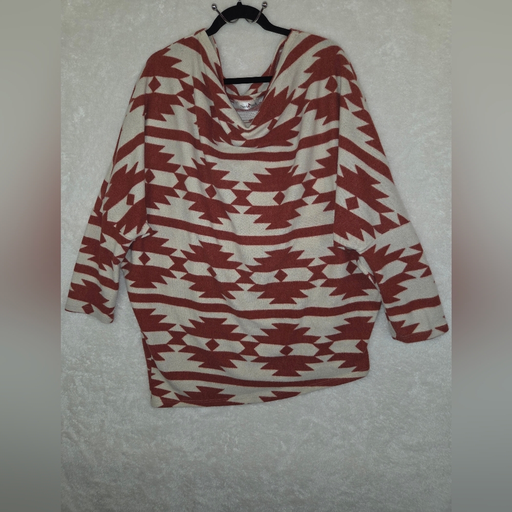 Perfectly Priscilla Womens Pullover Lightweight Sweater Aztec Southwestern 3XL